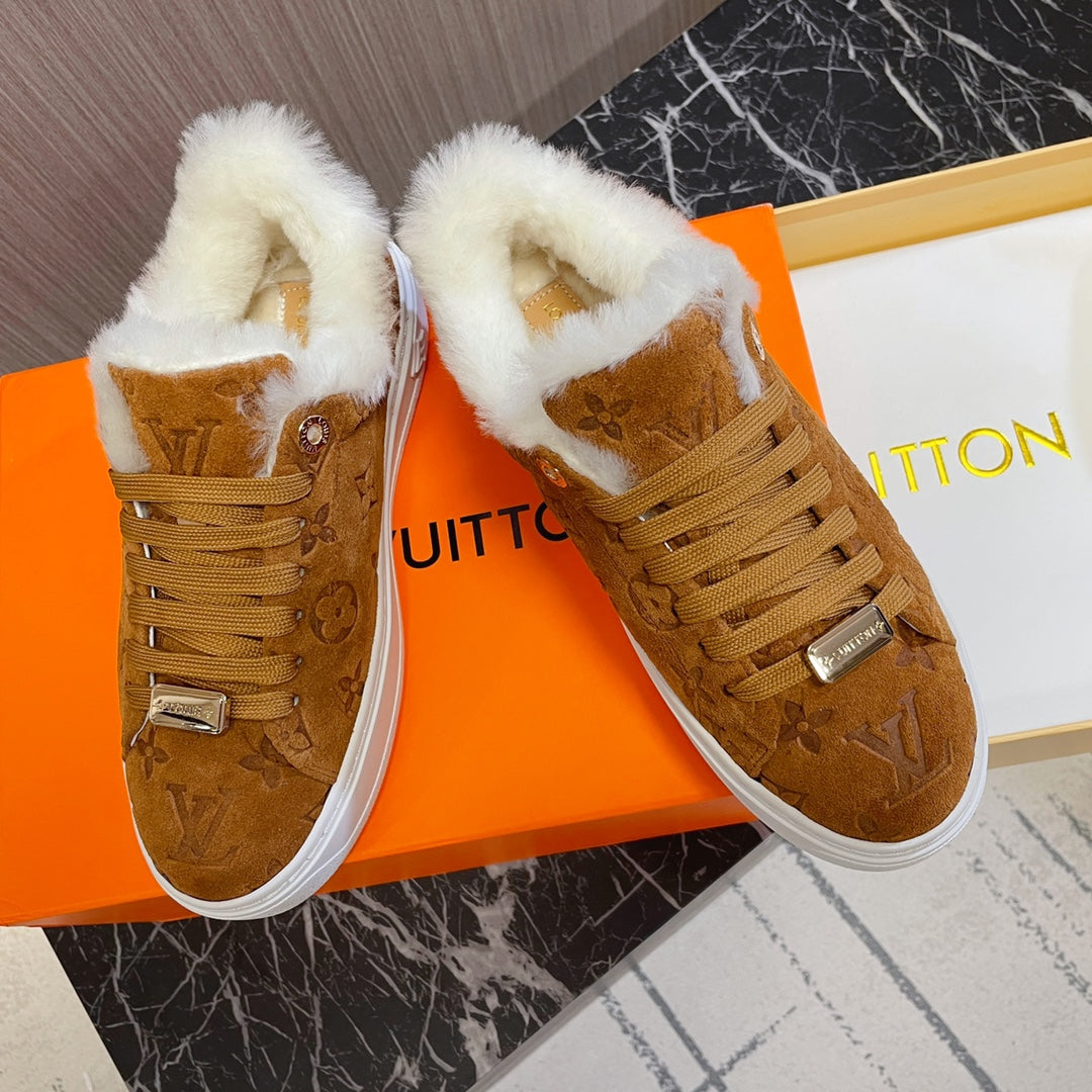 Louis Vuitton Time Out Sneaker 40mm Brown Yellow Monogram Suede