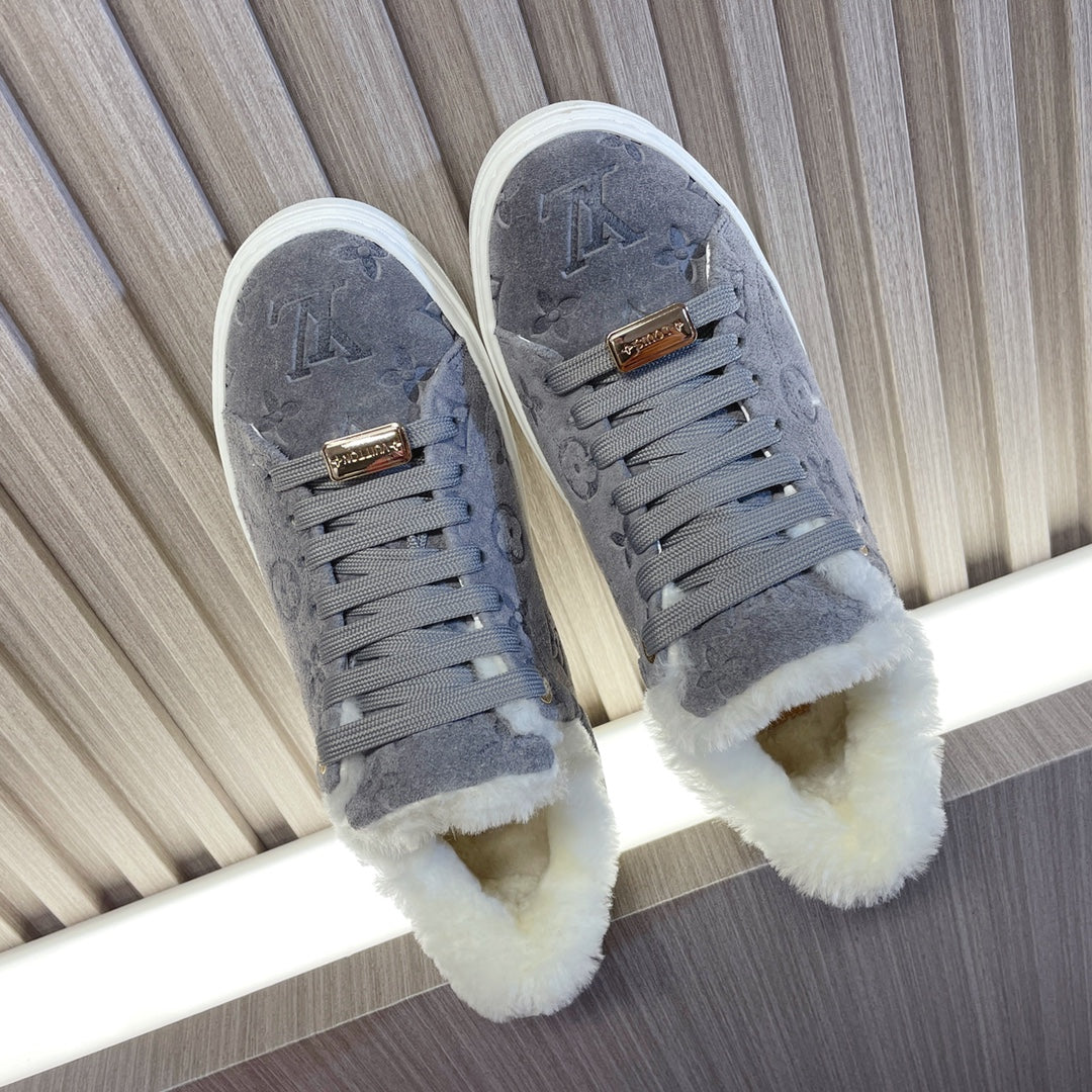 Louis Vuitton Time Out Sneaker 40mm Grey Monogram Suede
