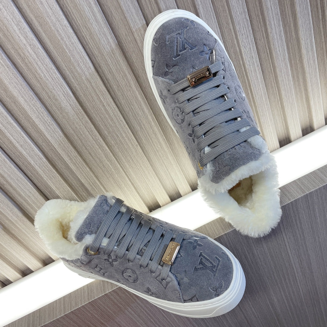 Louis Vuitton Time Out Sneaker 40mm Grey Monogram Suede