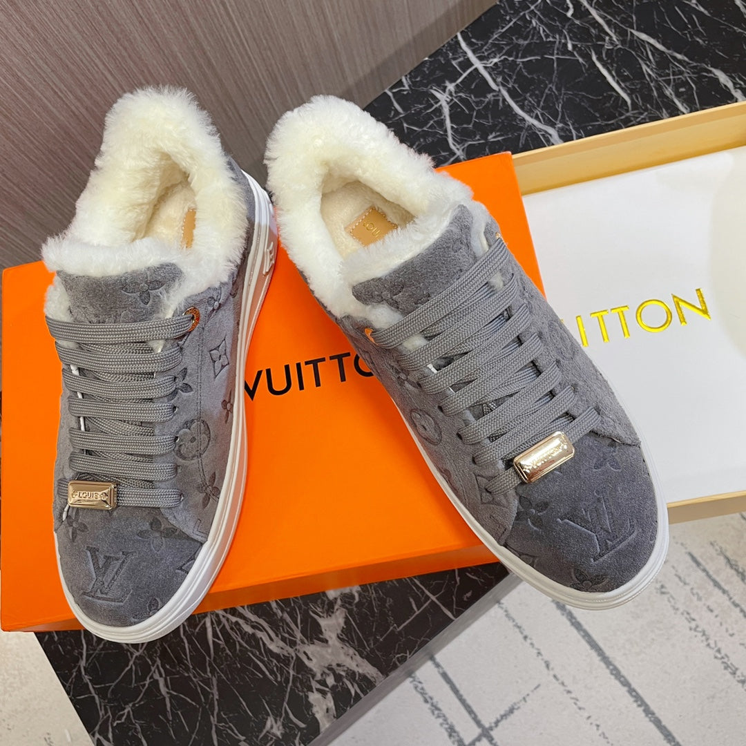 Louis Vuitton Time Out Sneaker 40mm Grey Monogram Suede