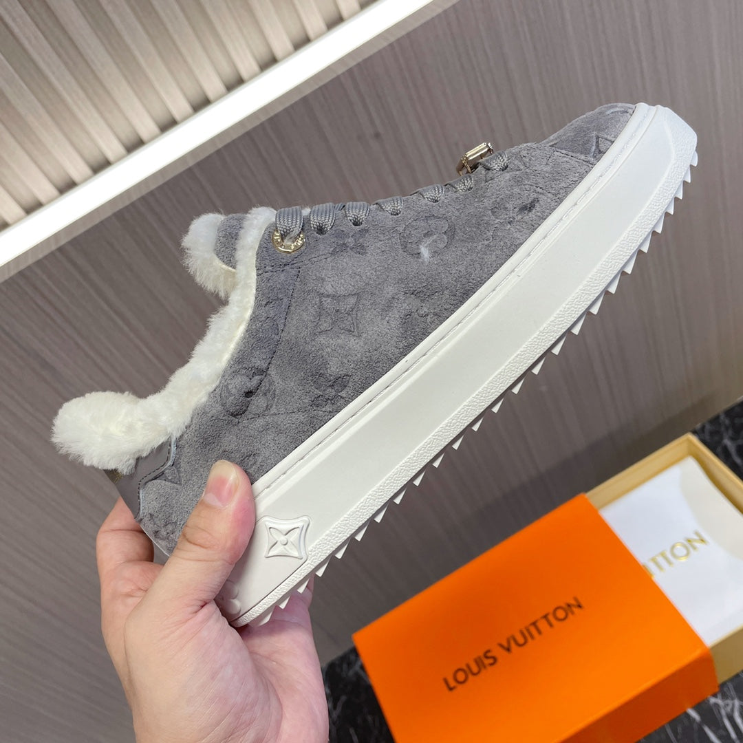 Louis Vuitton Time Out Sneaker 40mm Grey Monogram Suede