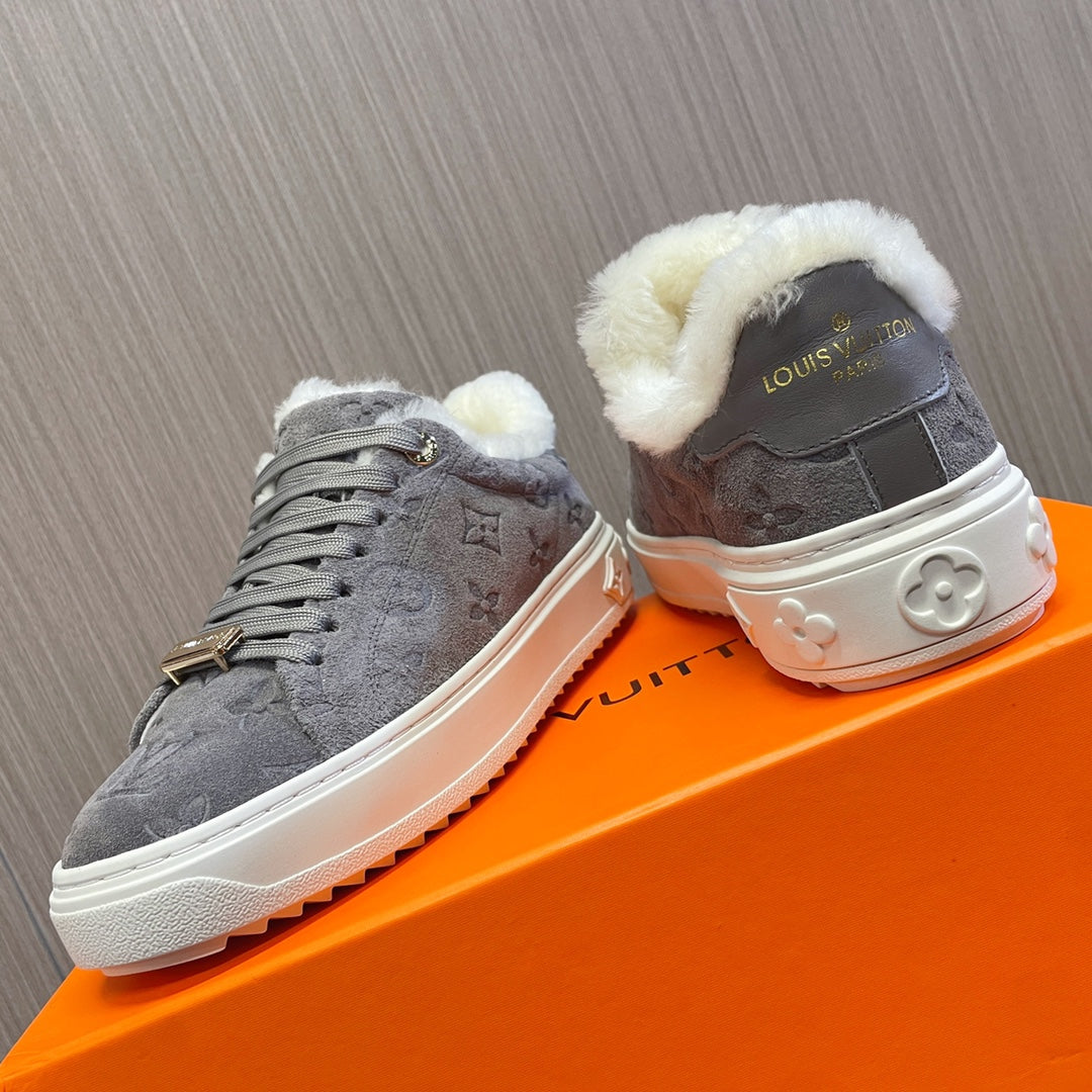 Louis Vuitton Time Out Sneaker 40mm Grey Monogram Suede