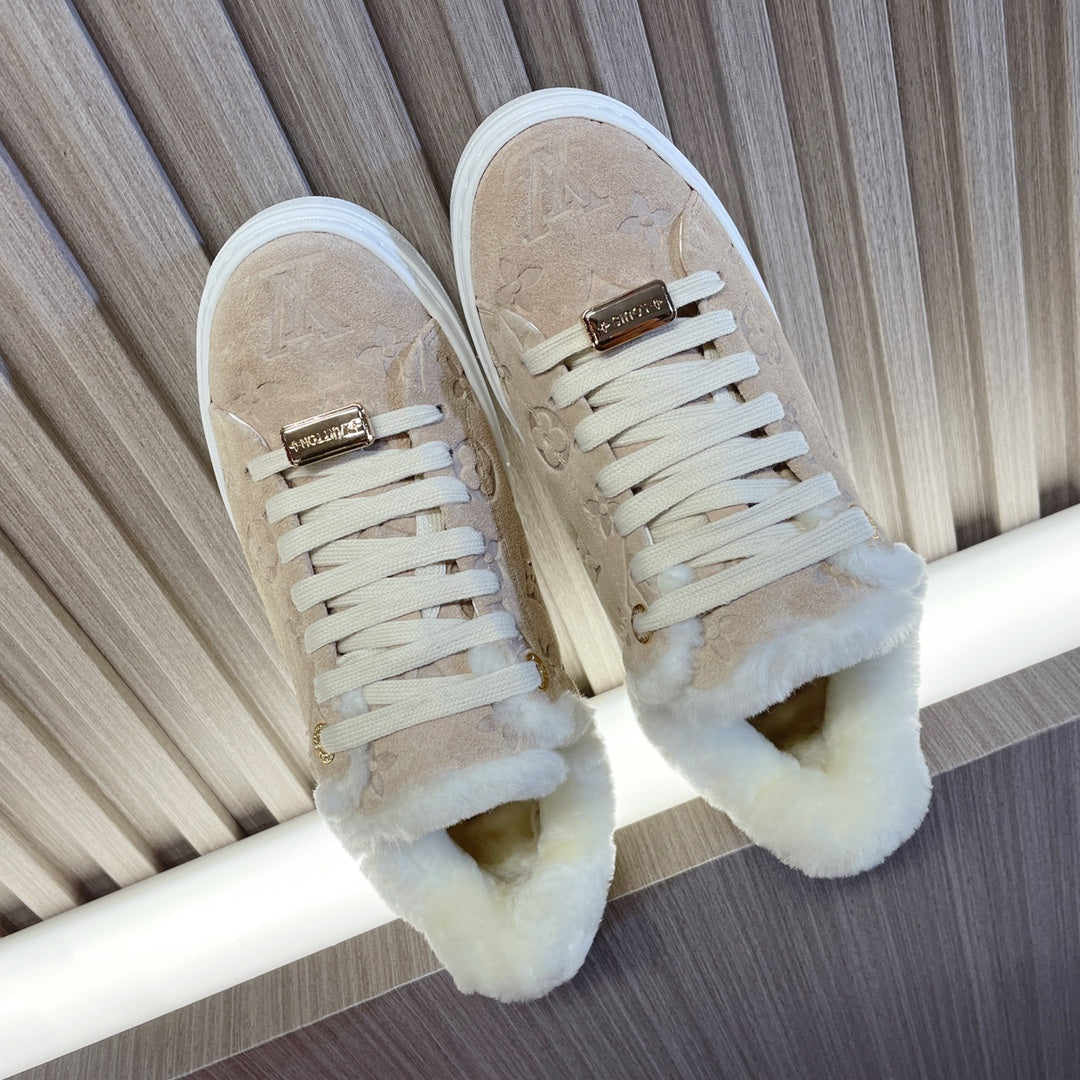 Louis Vuitton Time Out Sneaker 40mm Beige Monogram Suede