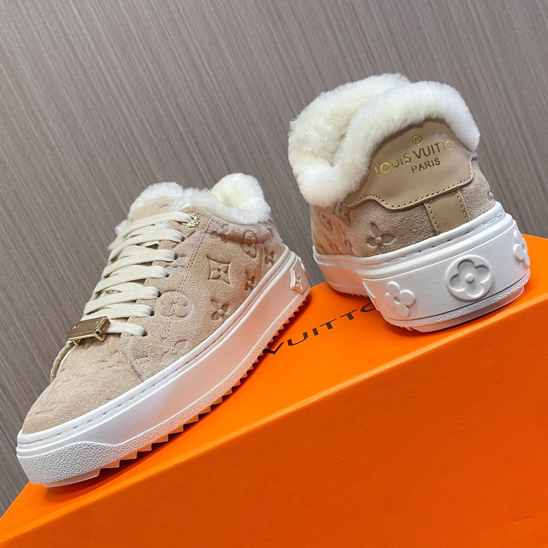 Louis Vuitton Time Out Sneaker 40mm Beige Monogram Suede
