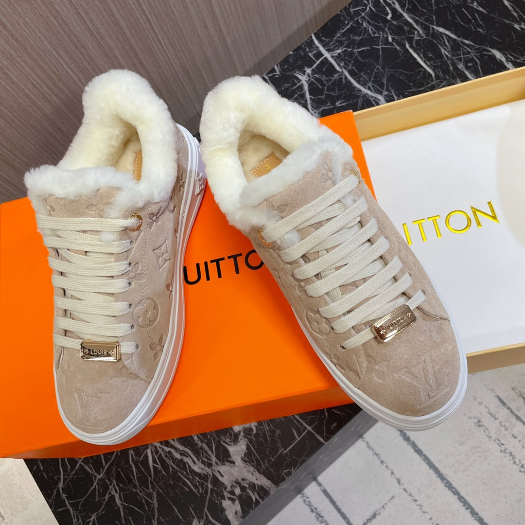 Louis Vuitton Time Out Sneaker 40mm Beige Monogram Suede