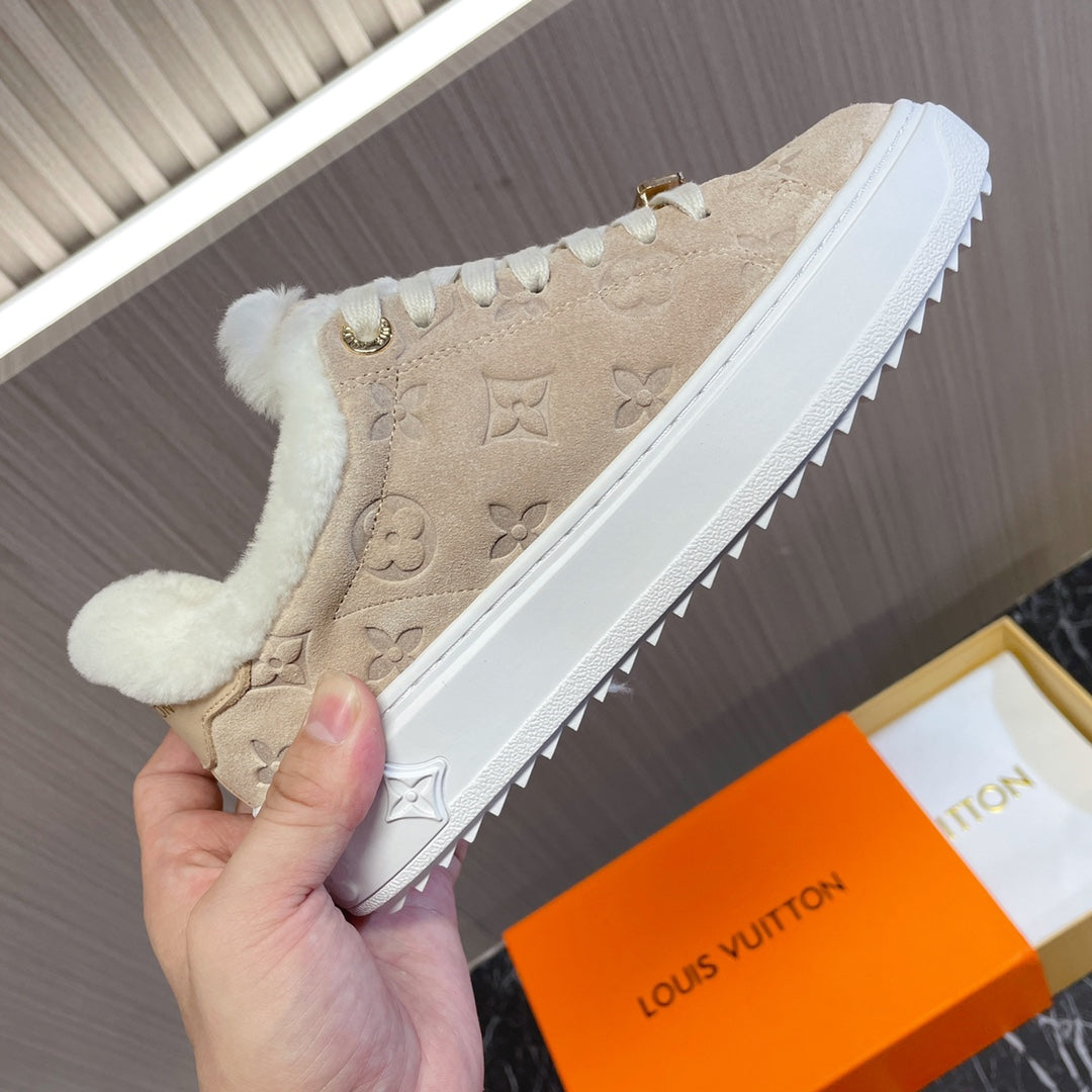 Louis Vuitton Time Out Sneaker 40mm Beige Monogram Suede