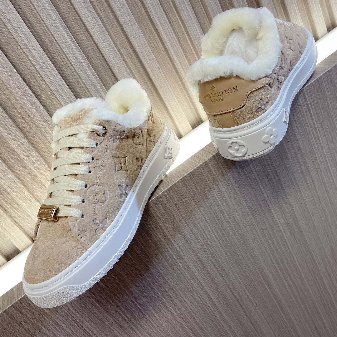 Louis Vuitton Time Out Sneaker 40mm Beige Monogram Suede