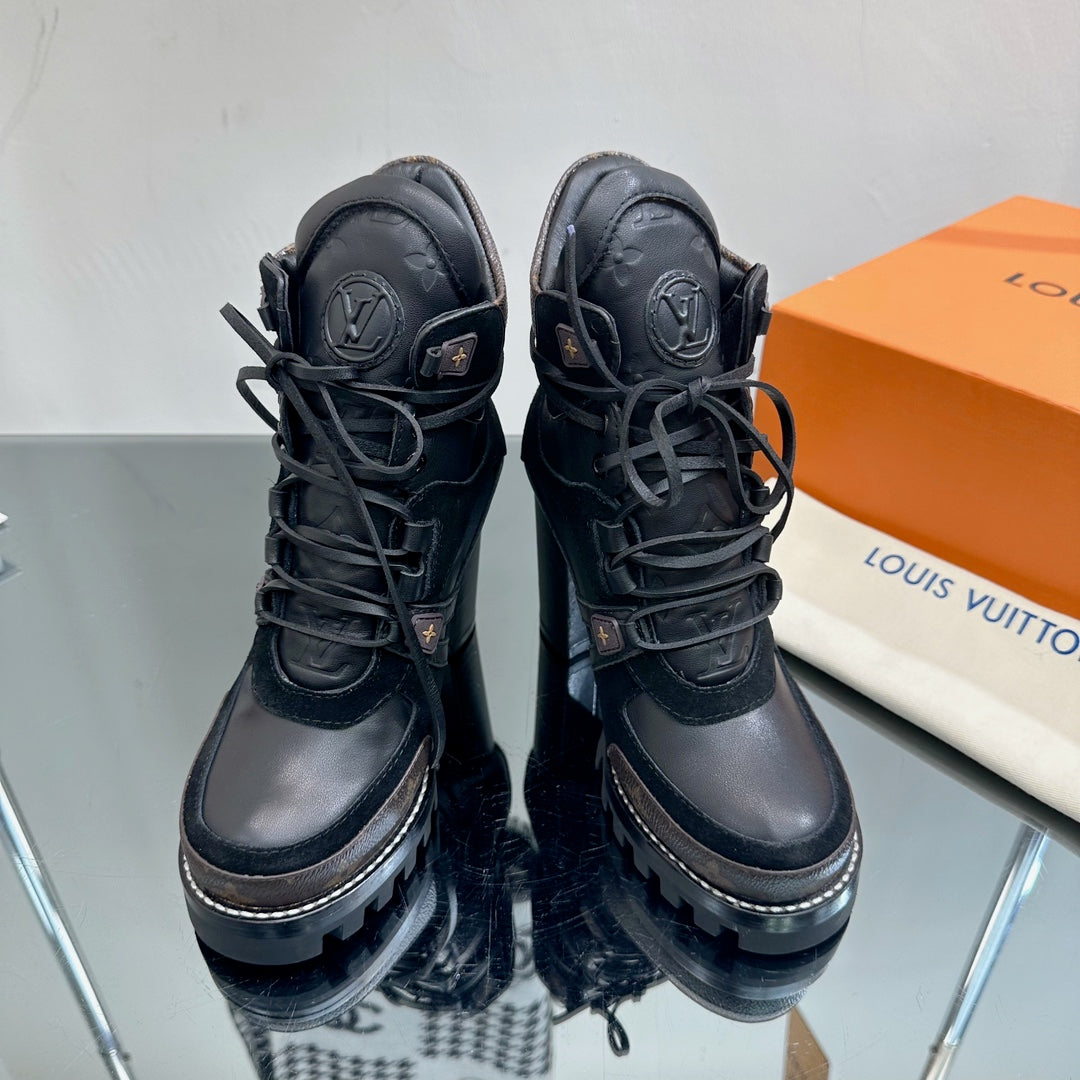 Louis Vuitton Star Trail Ankle Boot 90mm Black Cowhide Mix Suede