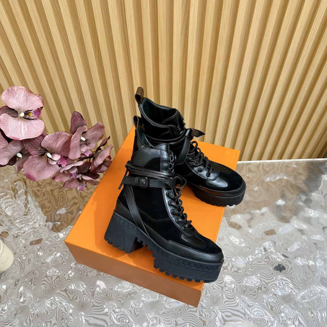 Louis Vuitton Laureate Platform Desert Boot 70mm Black Suede