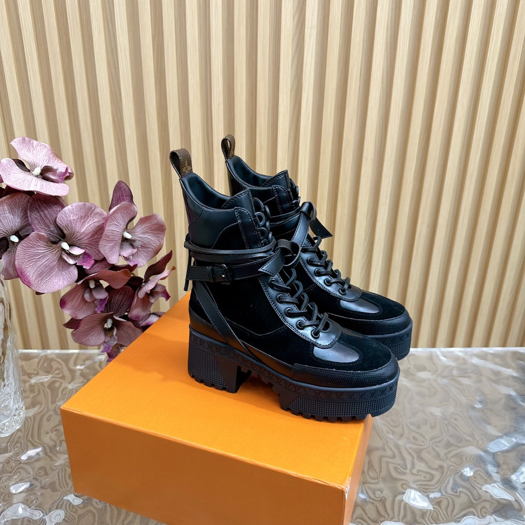 Louis Vuitton Laureate Platform Desert Boot 70mm Black Suede