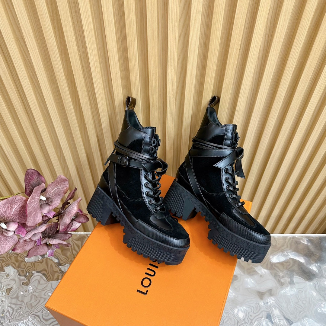 Louis Vuitton Laureate Platform Desert Boot 70mm Black Suede