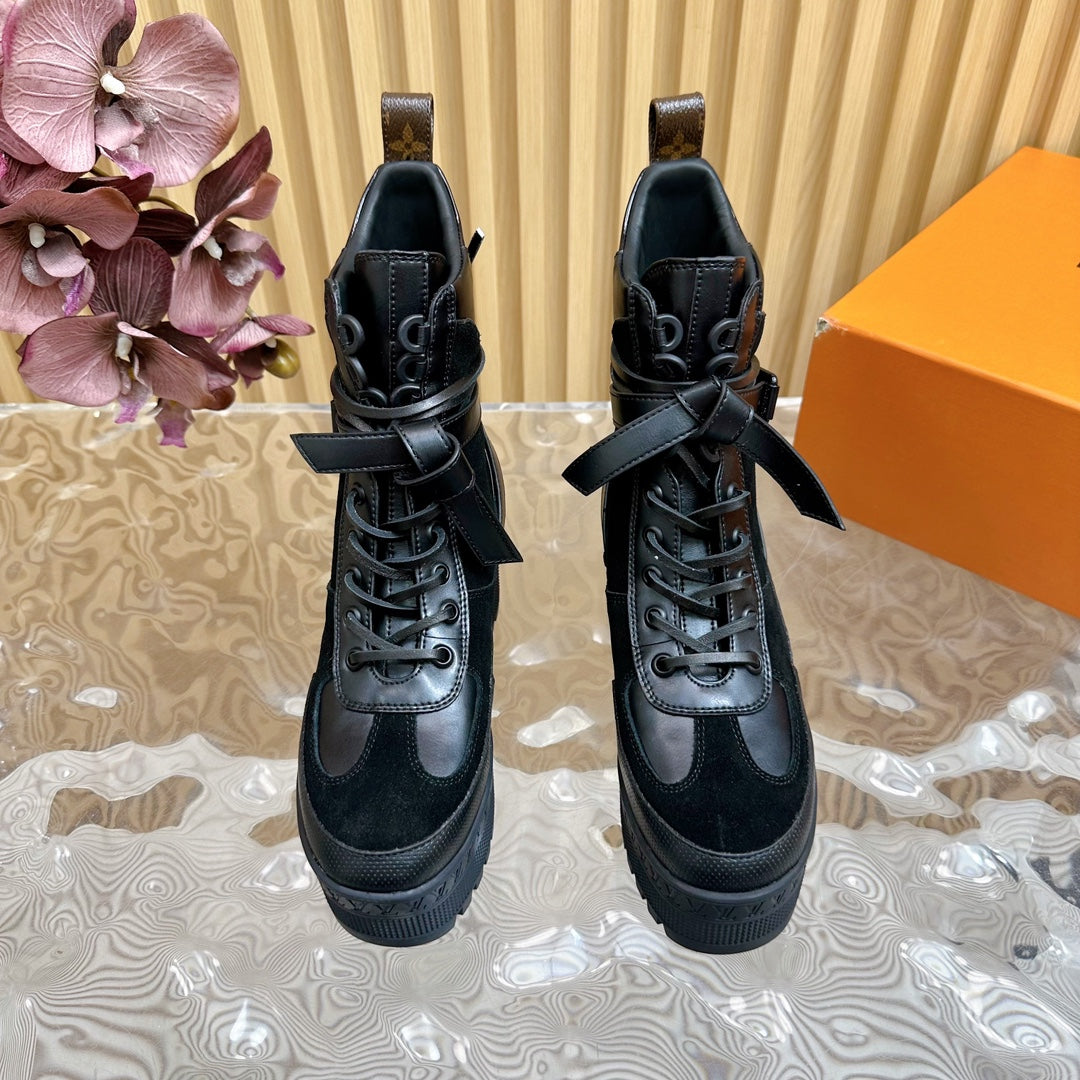 Louis Vuitton Laureate Platform Desert Boot 70mm Black Suede