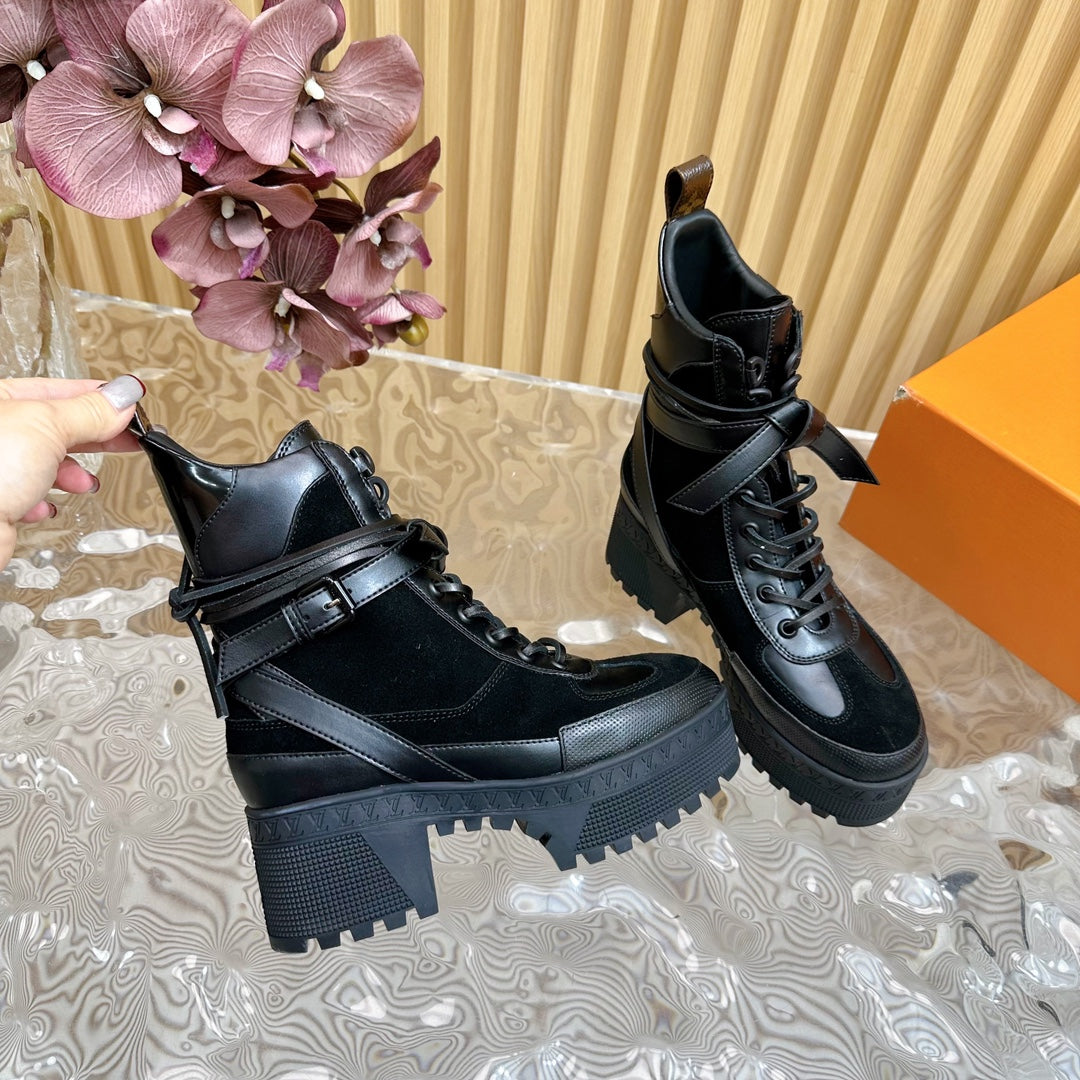 Louis Vuitton Laureate Platform Desert Boot 70mm Black Suede