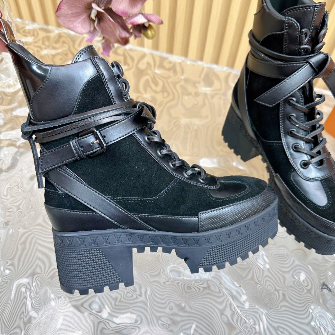 Louis Vuitton Laureate Platform Desert Boot 70mm Black Suede