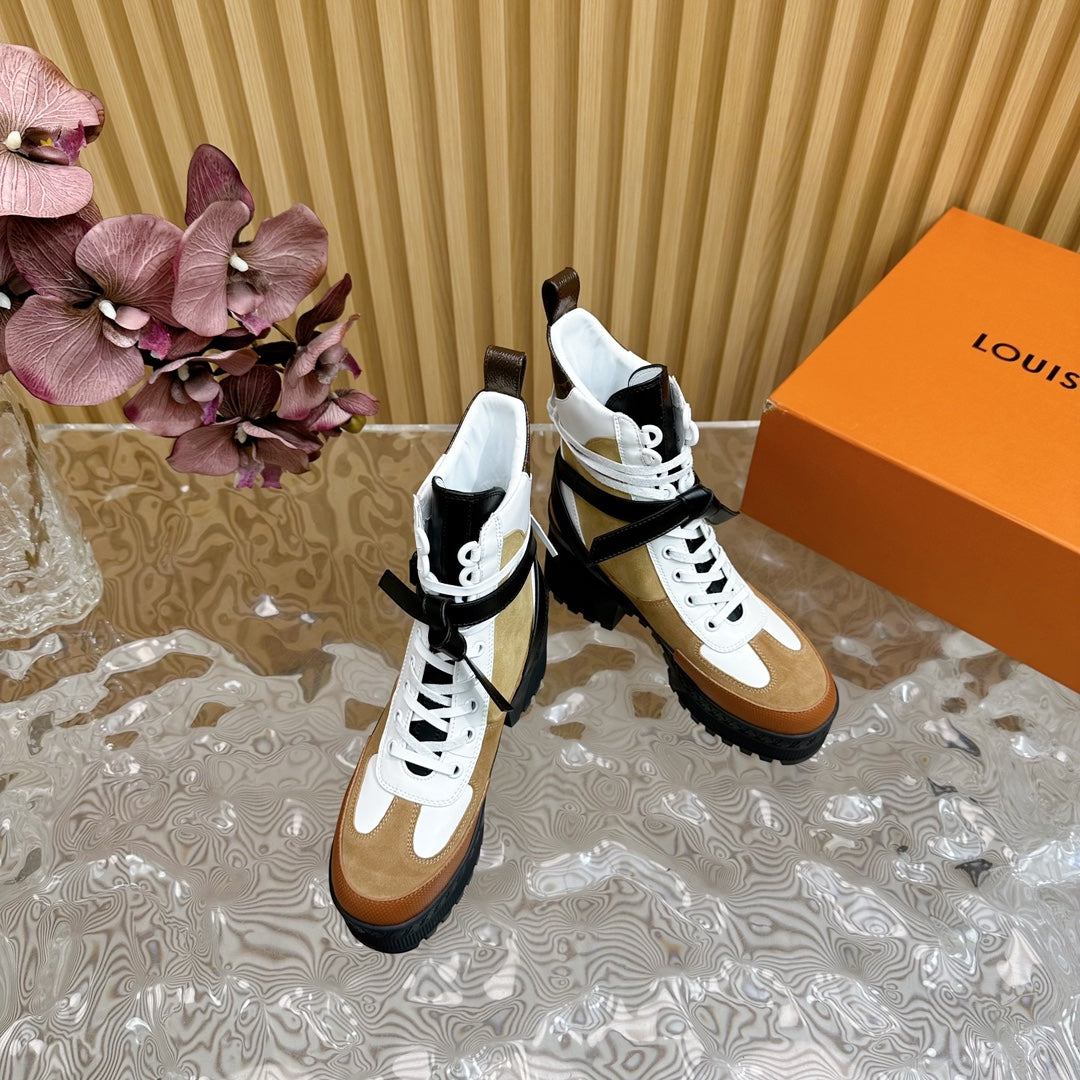 Louis Vuitton Laureate Platform Desert Boot 70mm Brown Yellow Suede