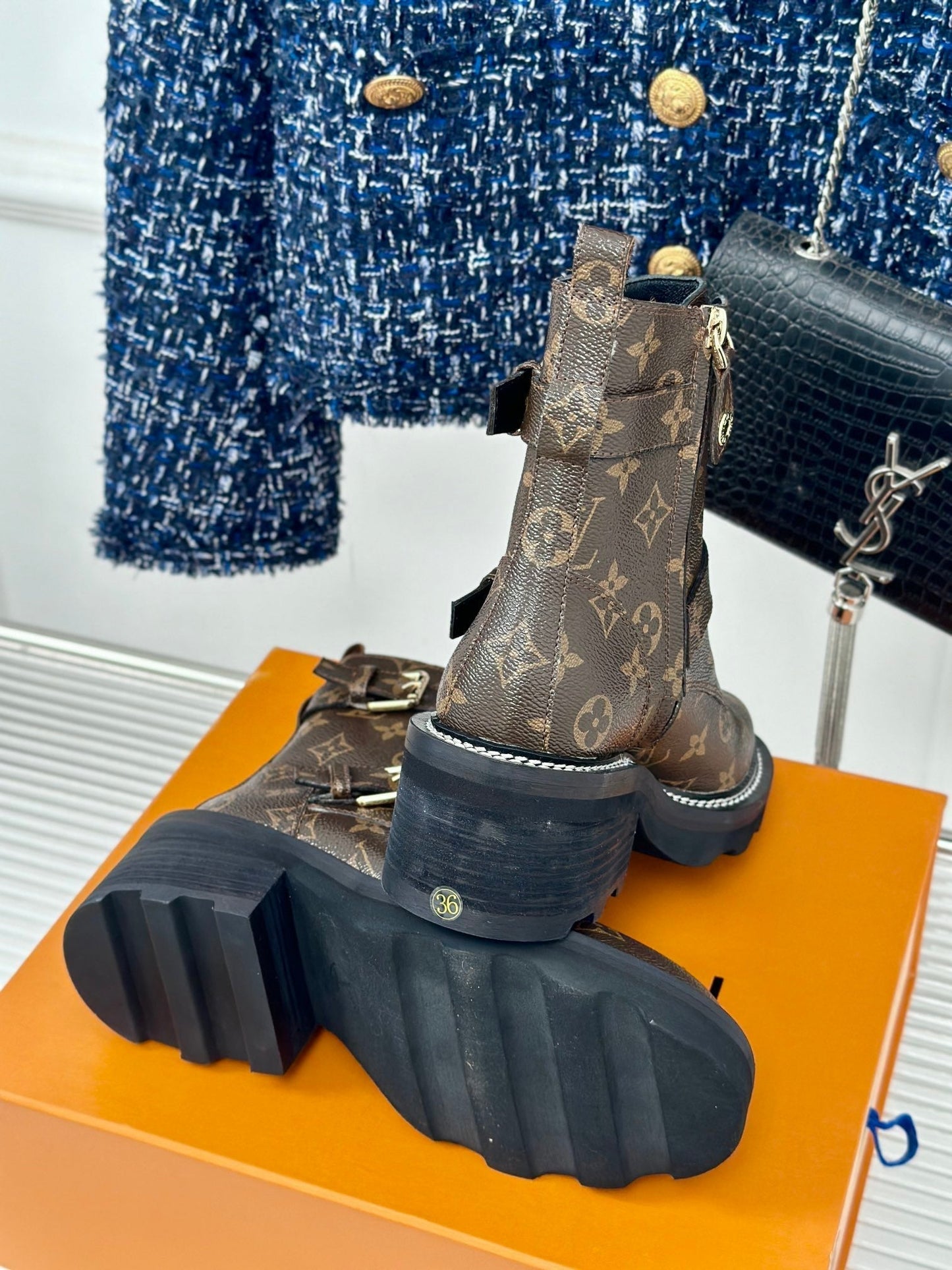 Louis Vuitton Beaubourg Ankle Boot 30mm Dark Brown Monogram Calfskin