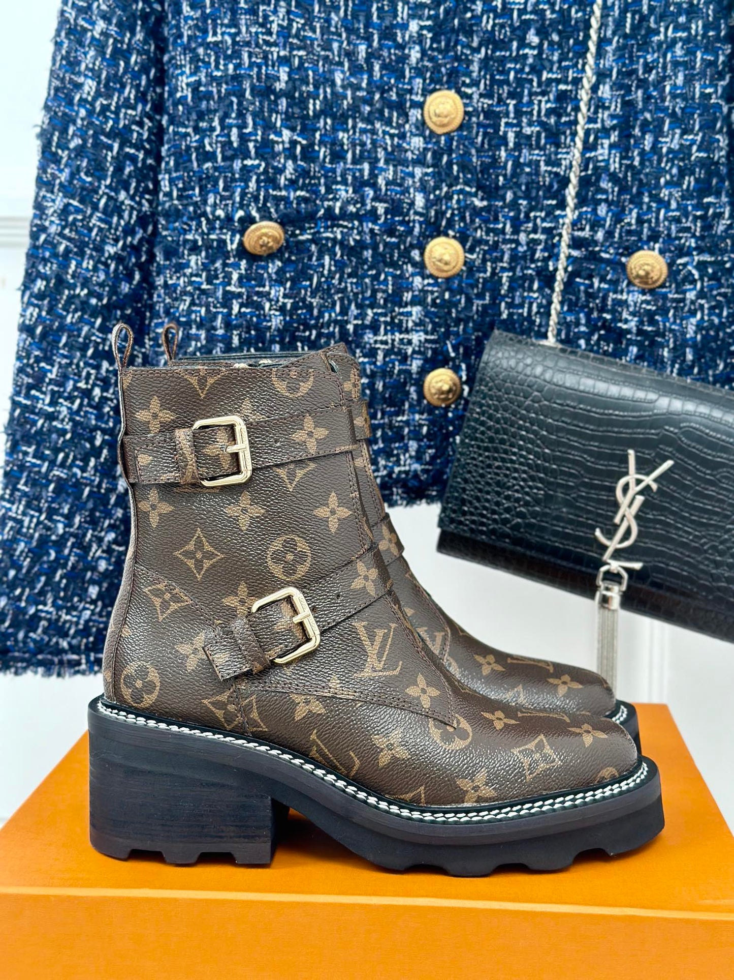 Louis Vuitton Beaubourg Ankle Boot 30mm Dark Brown Monogram Calfskin