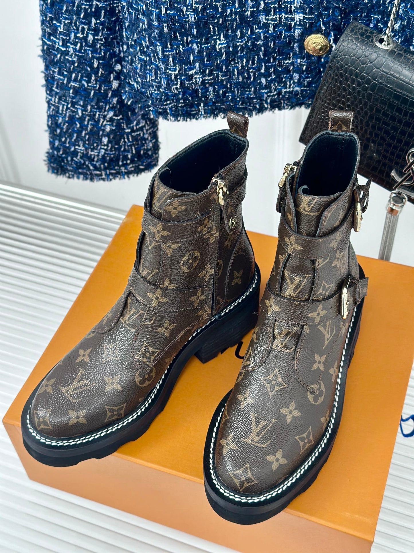 Louis Vuitton Beaubourg Ankle Boot 30mm Dark Brown Monogram Calfskin
