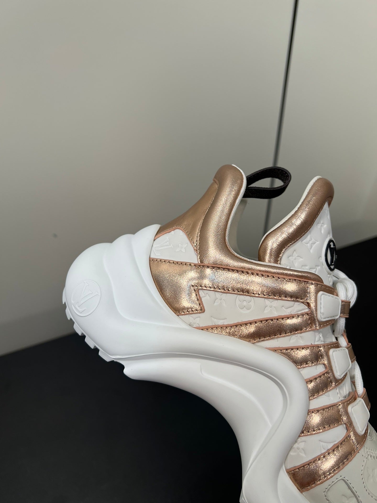 Louis Vuitton Archlight Sneaker 50mm White Mix Metallic Bronze Monogram Cowhide
