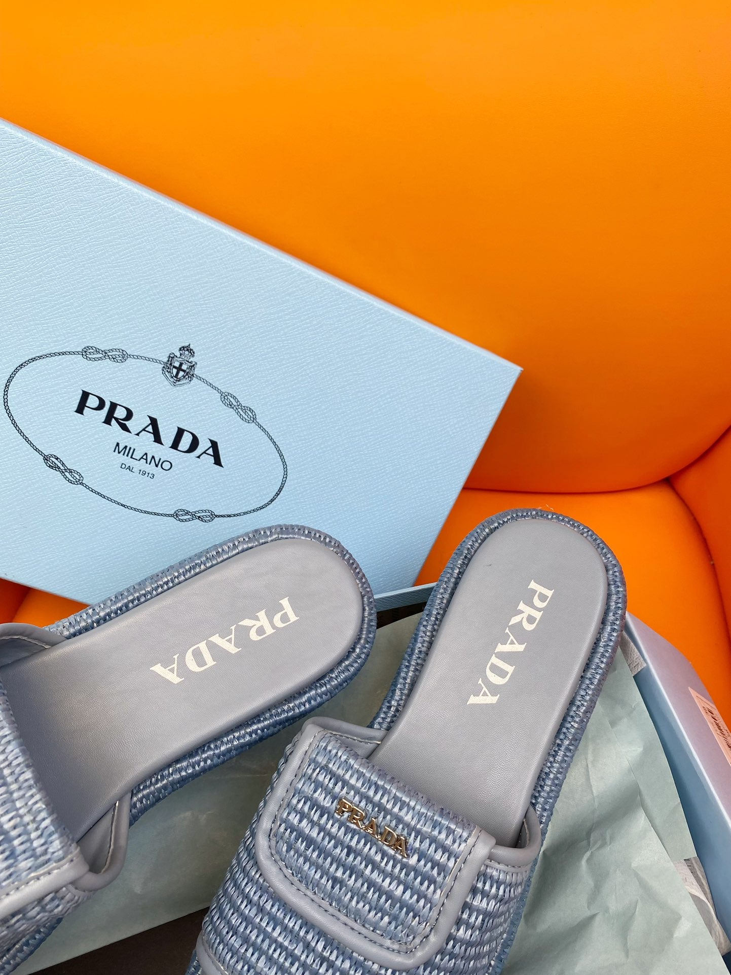 PRADA Crochet Mule 20 Baby Blue