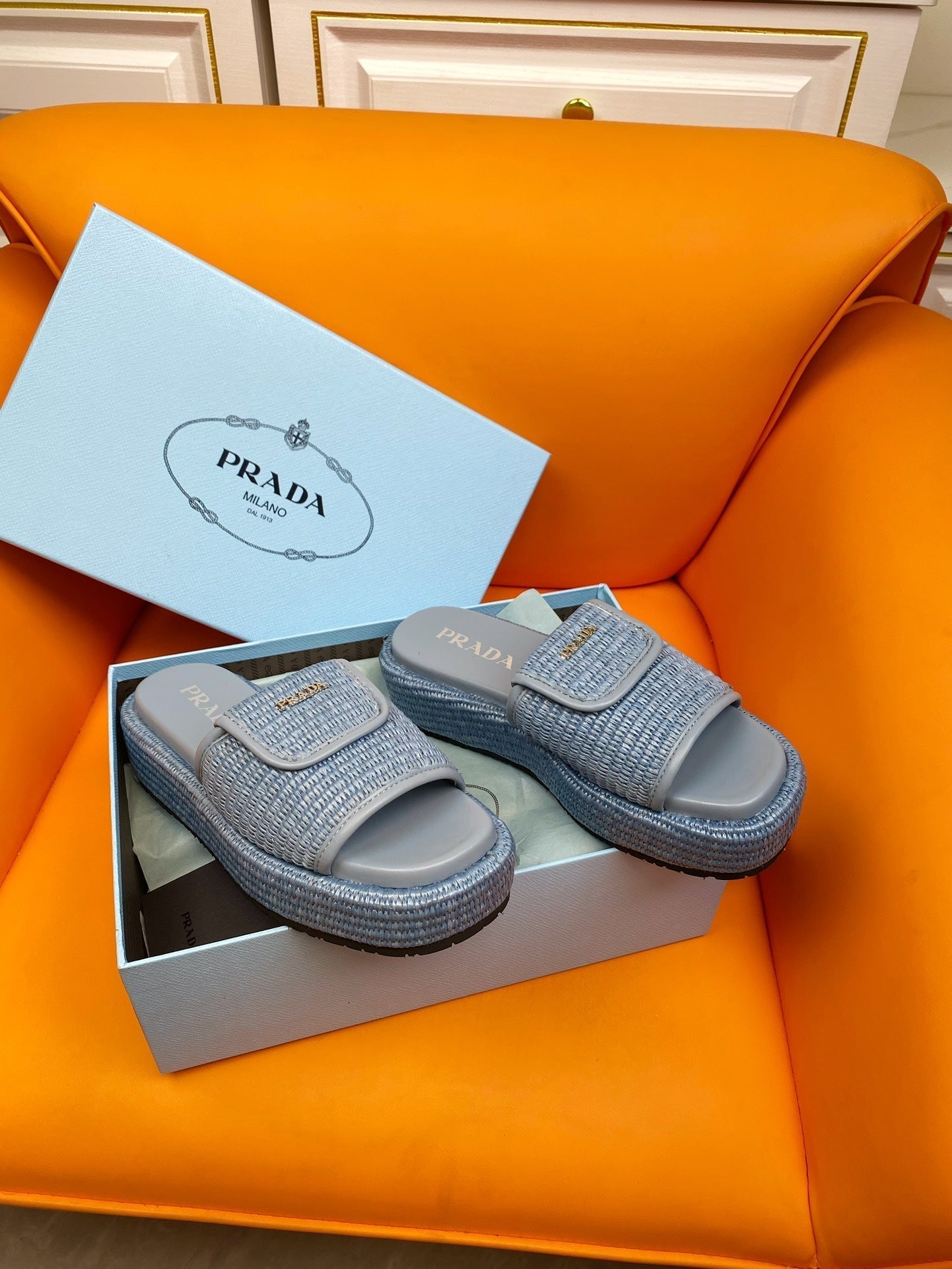 PRADA Crochet Mule 20 Baby Blue