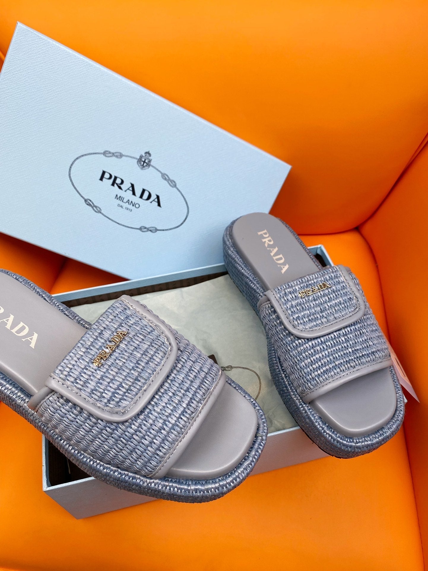 PRADA Crochet Mule 20 Baby Blue