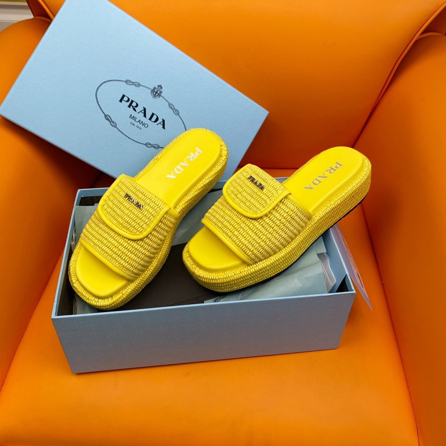 PRADA Crochet Mule 20 Yellow