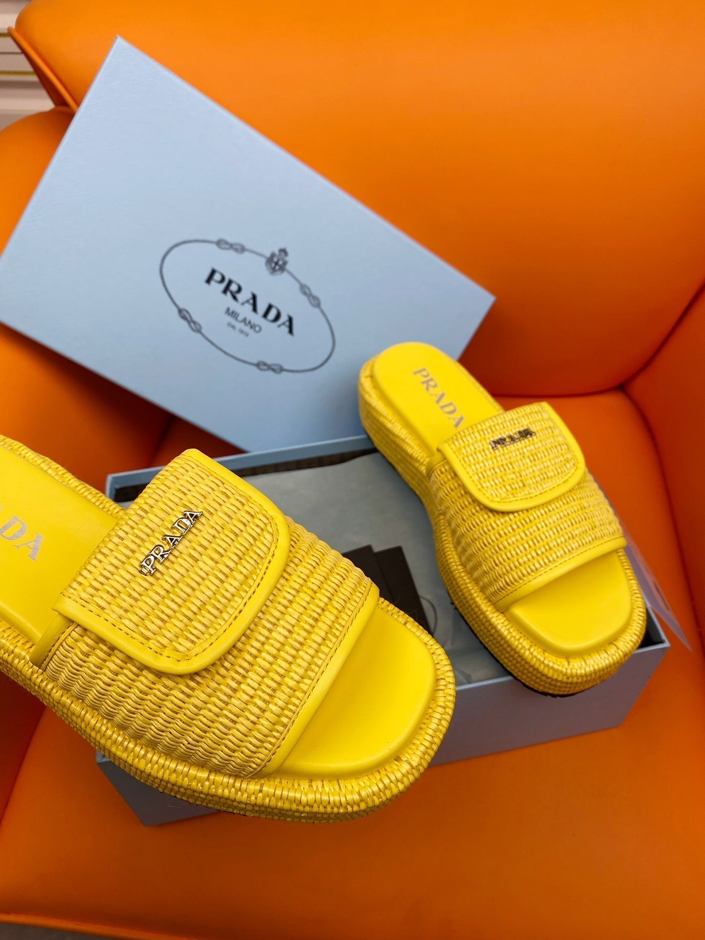 PRADA Crochet Mule 20 Yellow