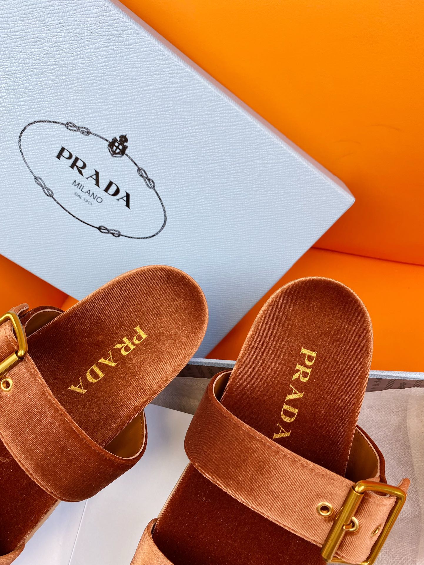 PRADA Slides 10 Velvet Orange
