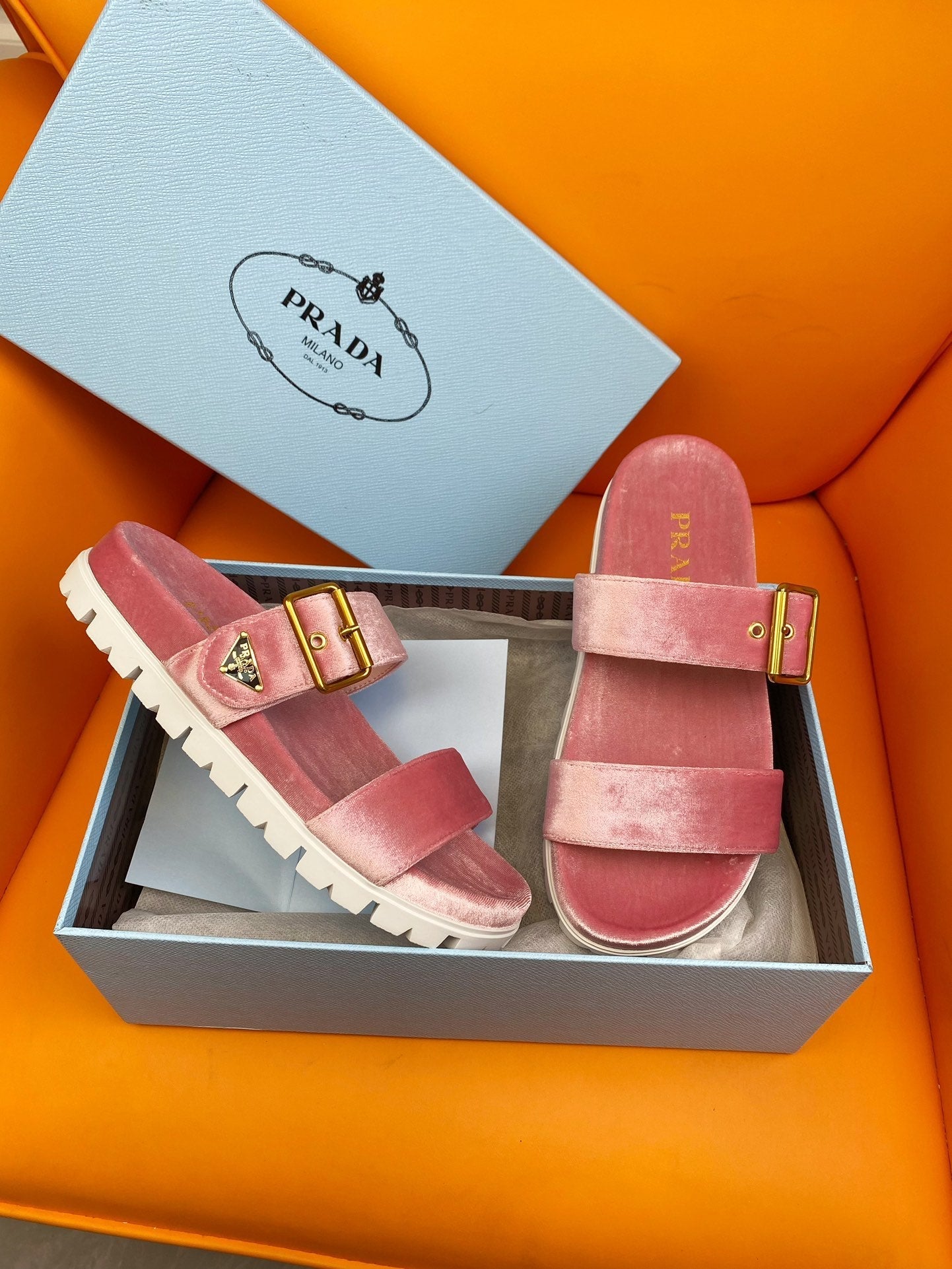 PRADA Slides 10 Velvet Pink
