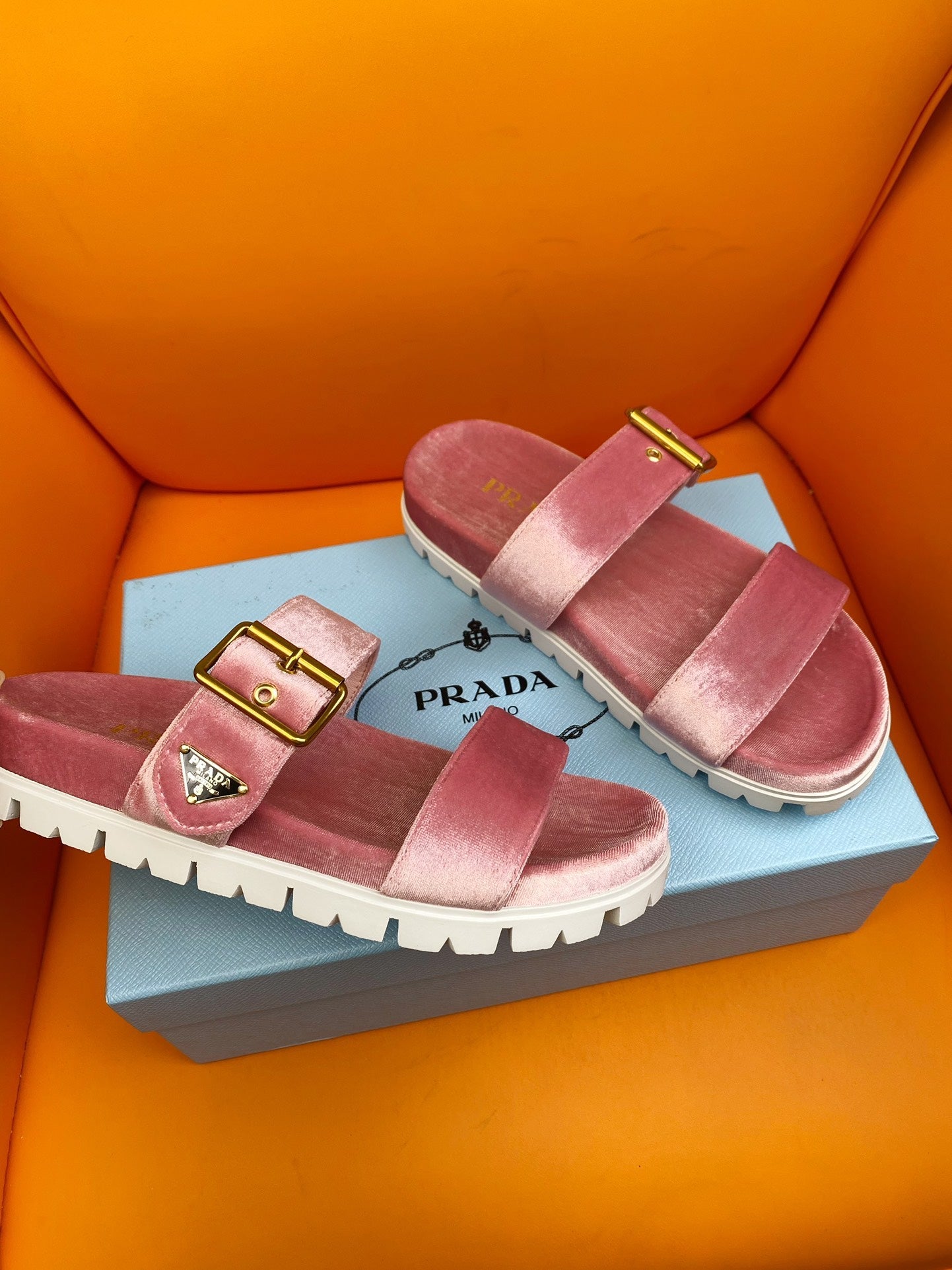 PRADA Slides 10 Velvet Pink