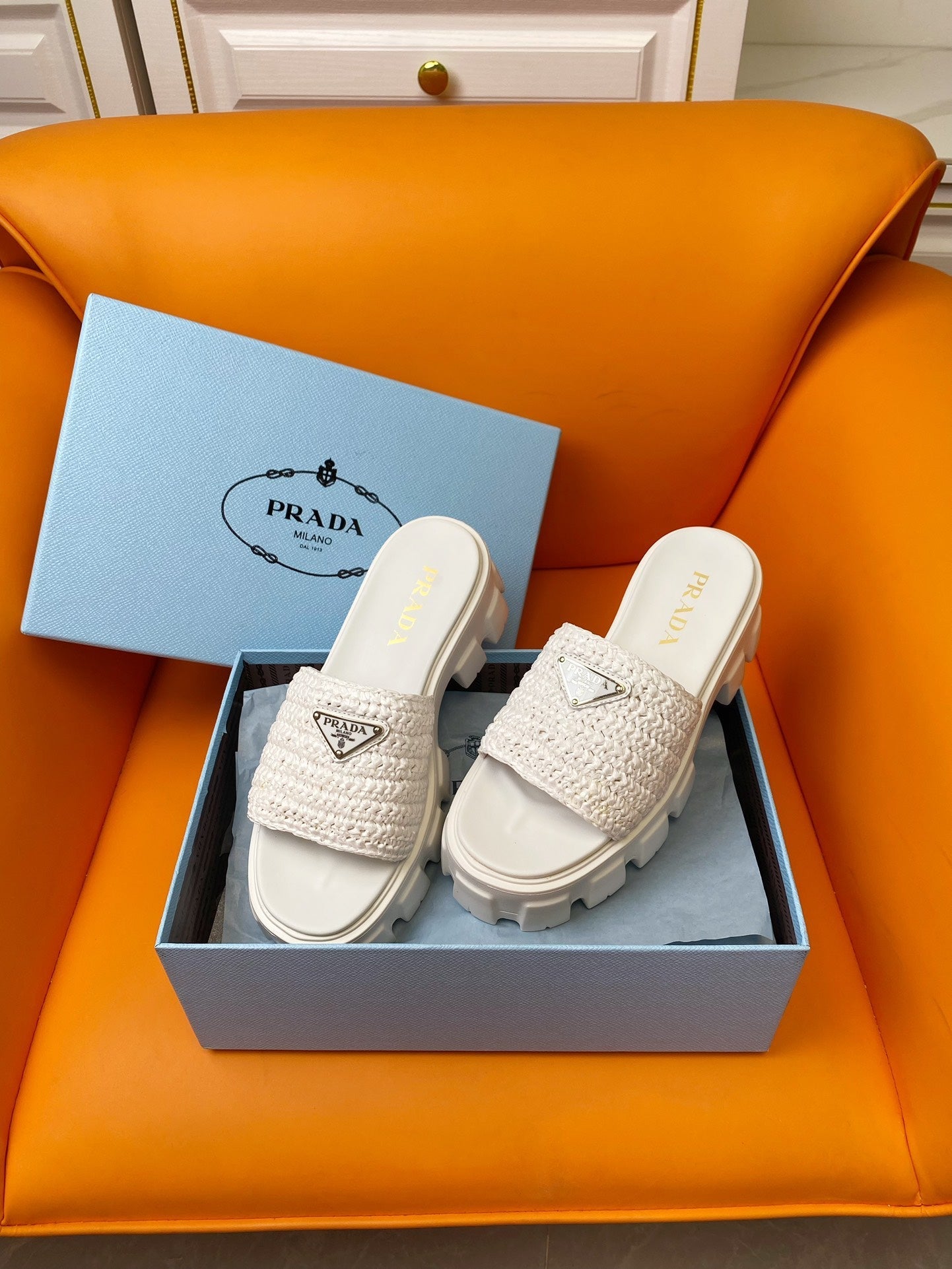 PRADA Wedge Sandal 60 White