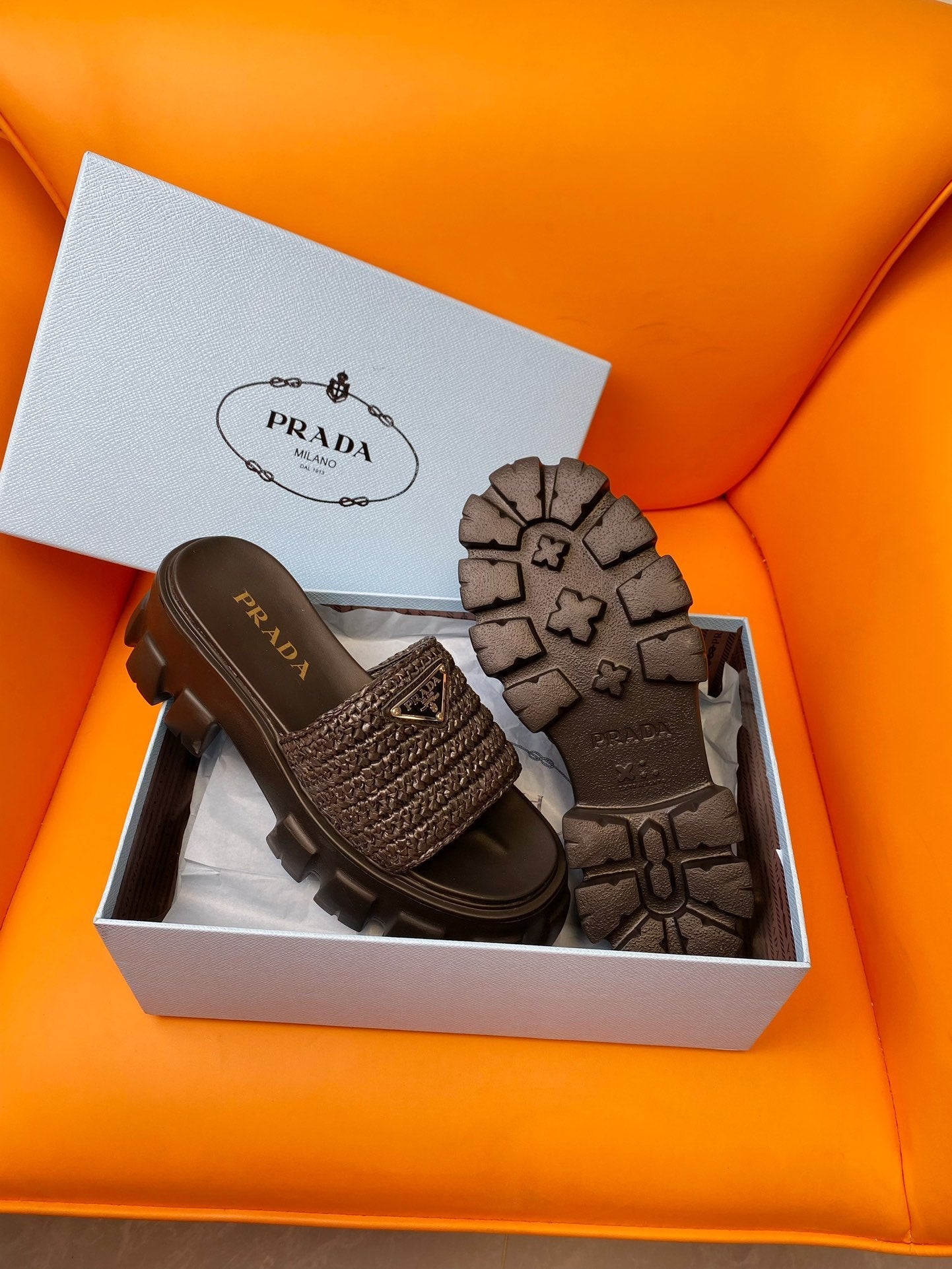 PRADA Wedge Sandal 60 Chocolate
