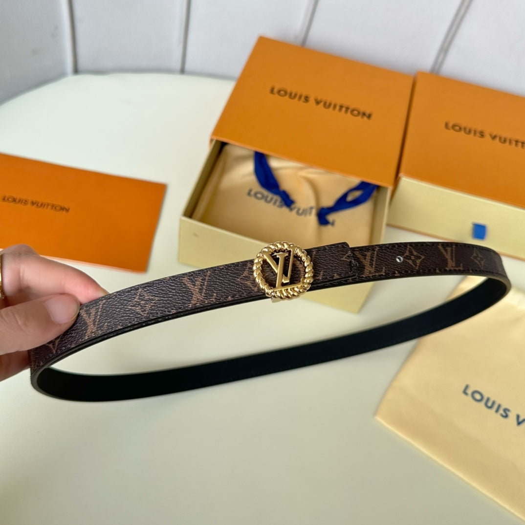 Louis Vuitton Circle Nautical 20mm Reversible Square End Tip Belt Gold Buckle Navy Blue Brown lambskin