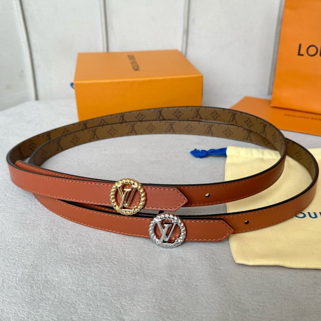 Louis Vuitton Circle Nautical 20mm Reversible Belt Gold Buckle Tan Light Brown Lambskin