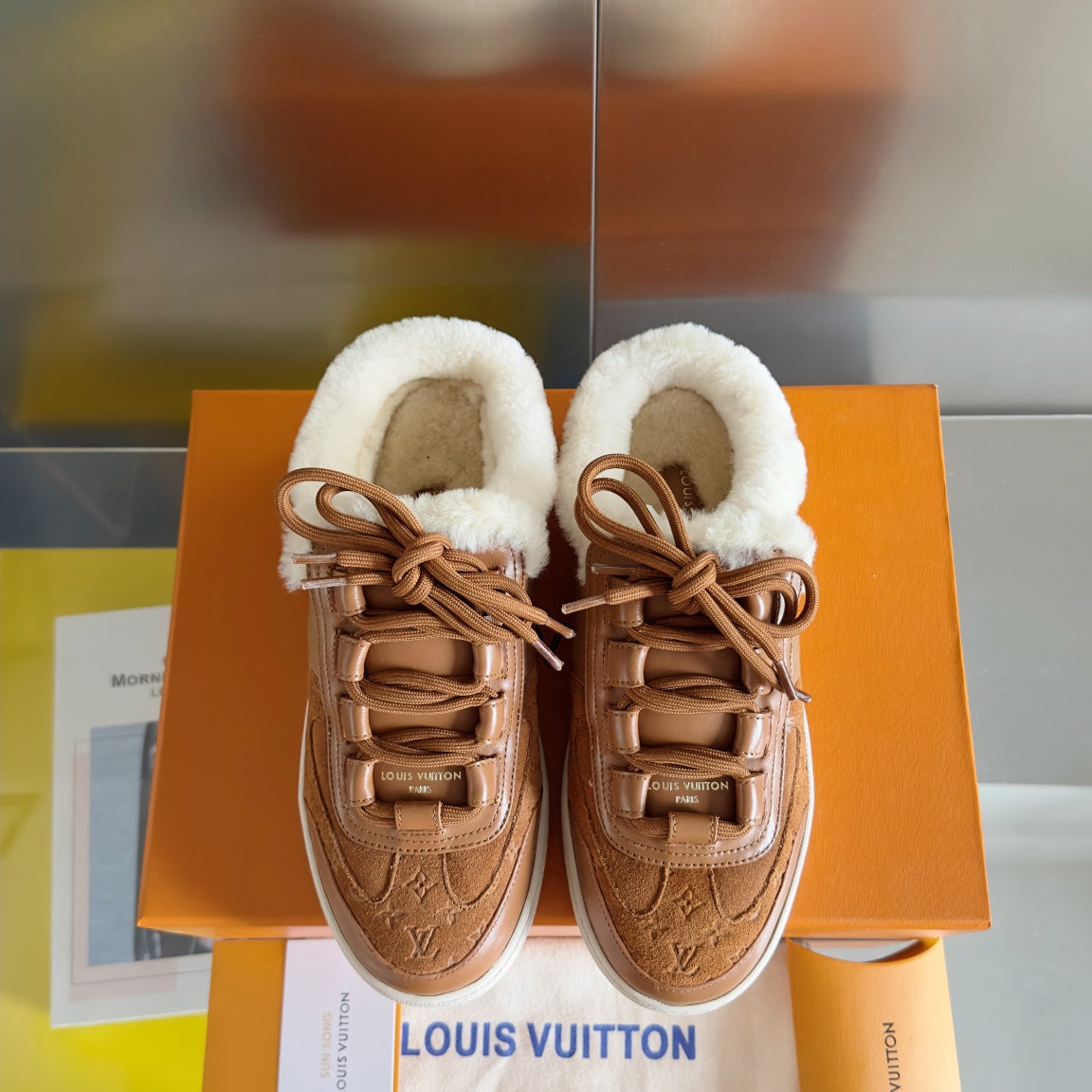 Louis Vuitton Lous Open Back Sneaker 30mm Brown Monogram Suede