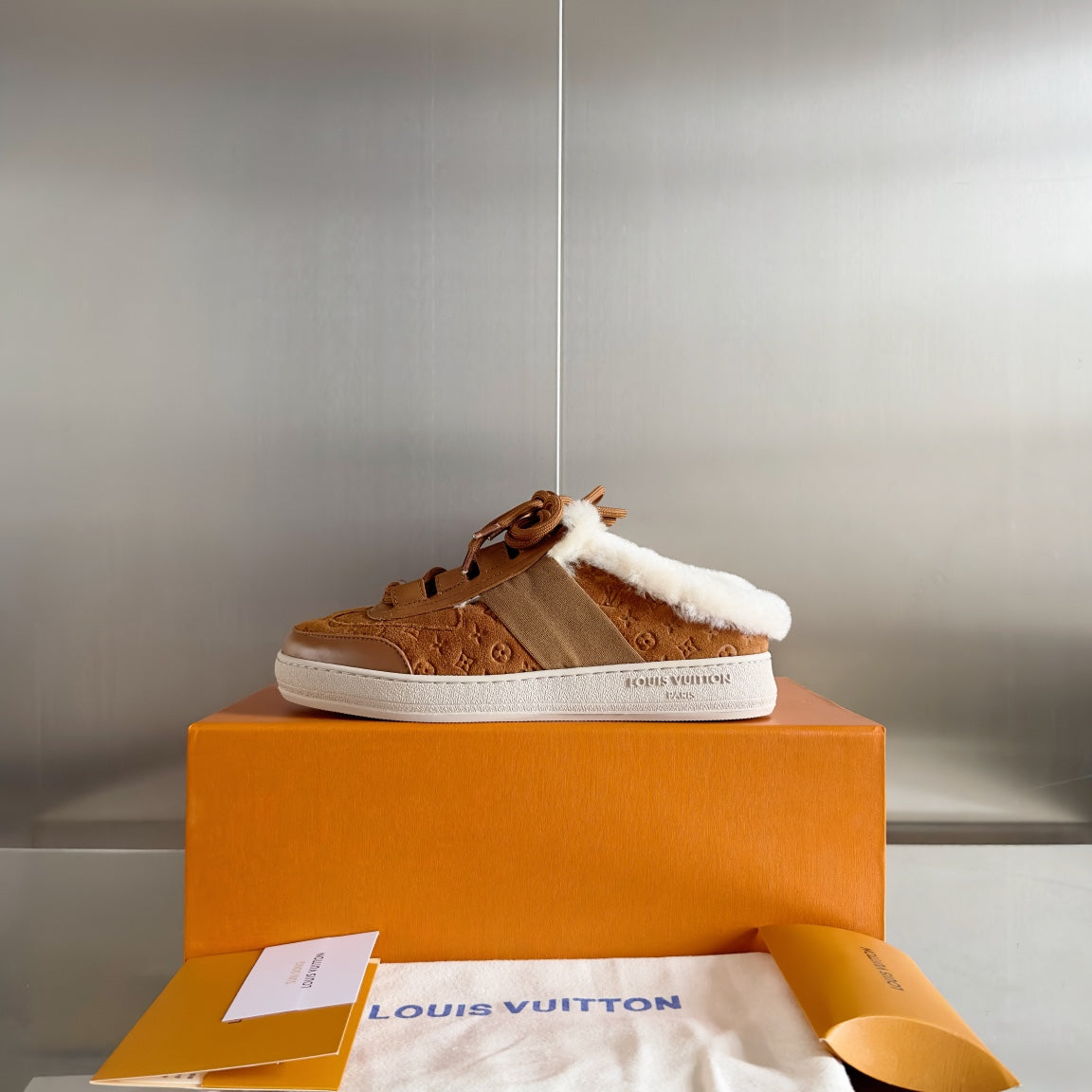 Louis Vuitton Lous Open Back Sneaker 30mm Brown Monogram Suede