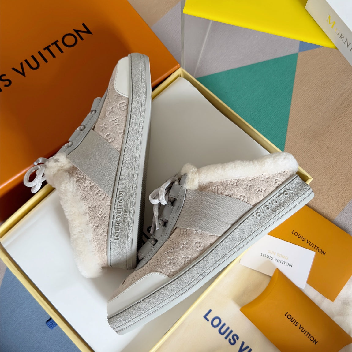 Louis Vuitton Lous Open Back Sneaker 30mm Beige Monogram Suede
