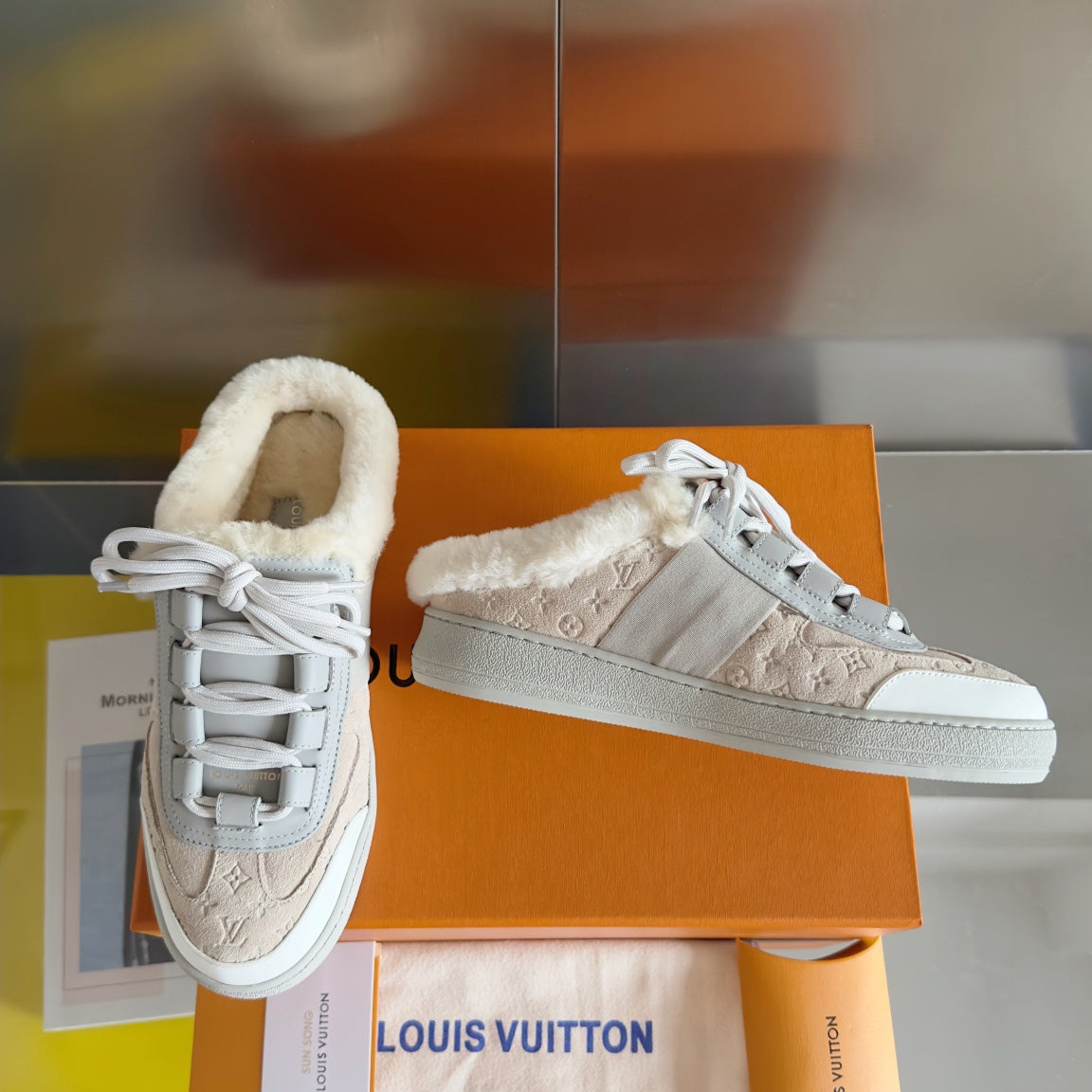Louis Vuitton Lous Open Back Sneaker 30mm Beige Monogram Suede