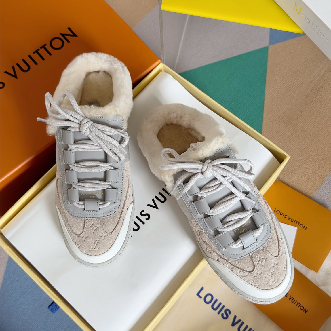 Louis Vuitton Lous Open Back Sneaker 30mm Beige Monogram Suede