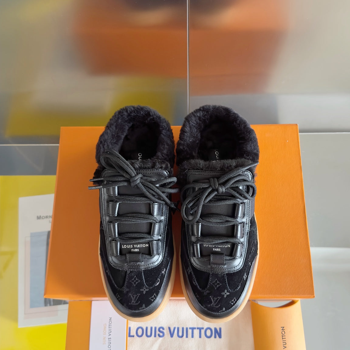 Louis Vuitton Lous Open Back Sneaker 30mm Black Monogram Suede