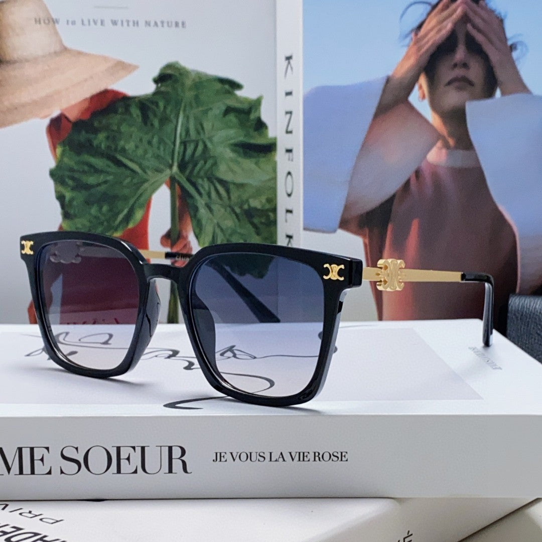 Celine TRIOMPHE SUNGLASS 497819 IN GOLD METAL BLACK SMOKE LENSES