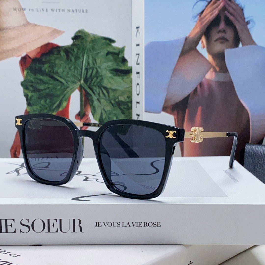 Celine TRIOMPHE SUNGLASS 497820 IN GOLD METAL BLACK LENSES