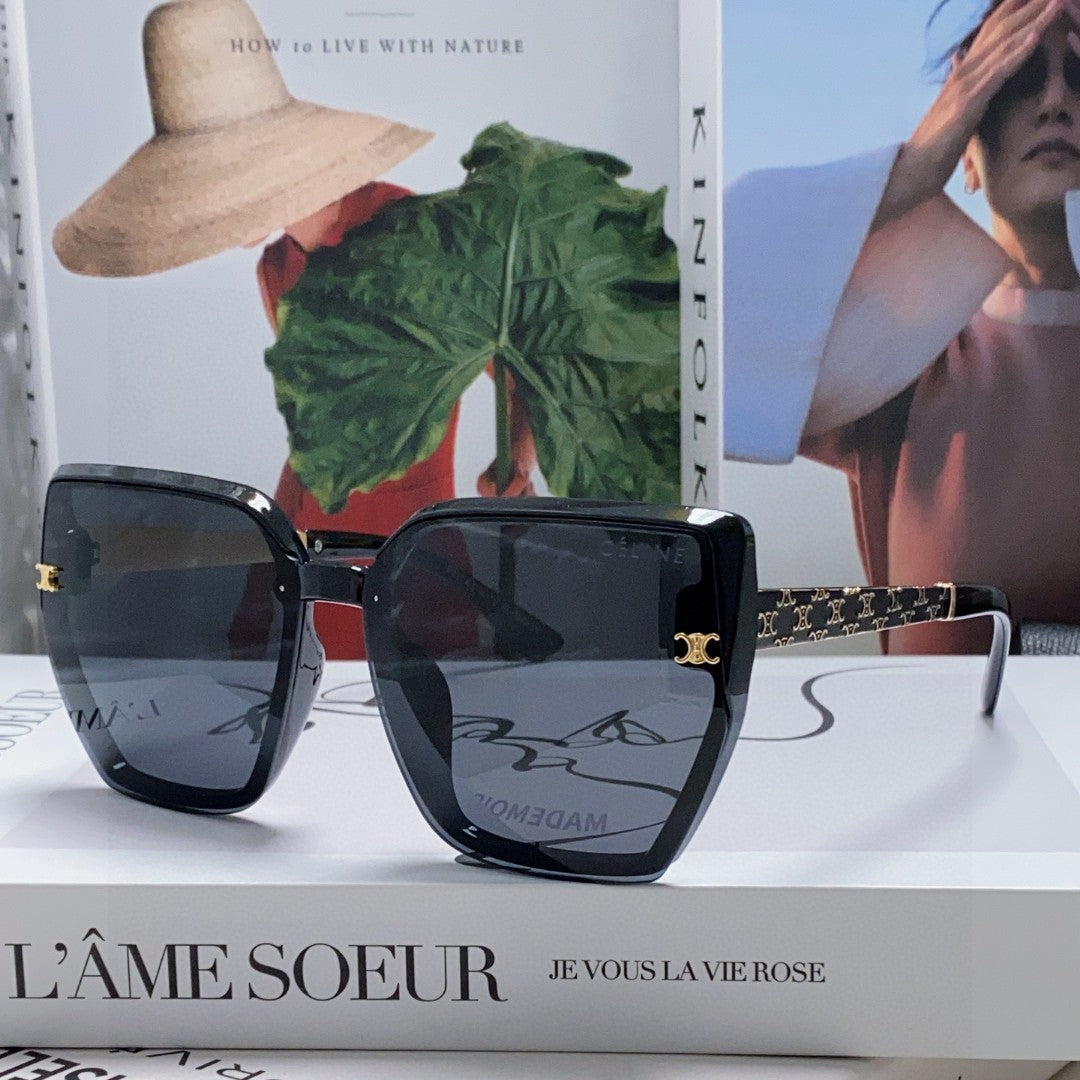 Celine TRIOMPHE SUNGLASS 497831 IN BLACK ACETATE EMBOSSED LOGO