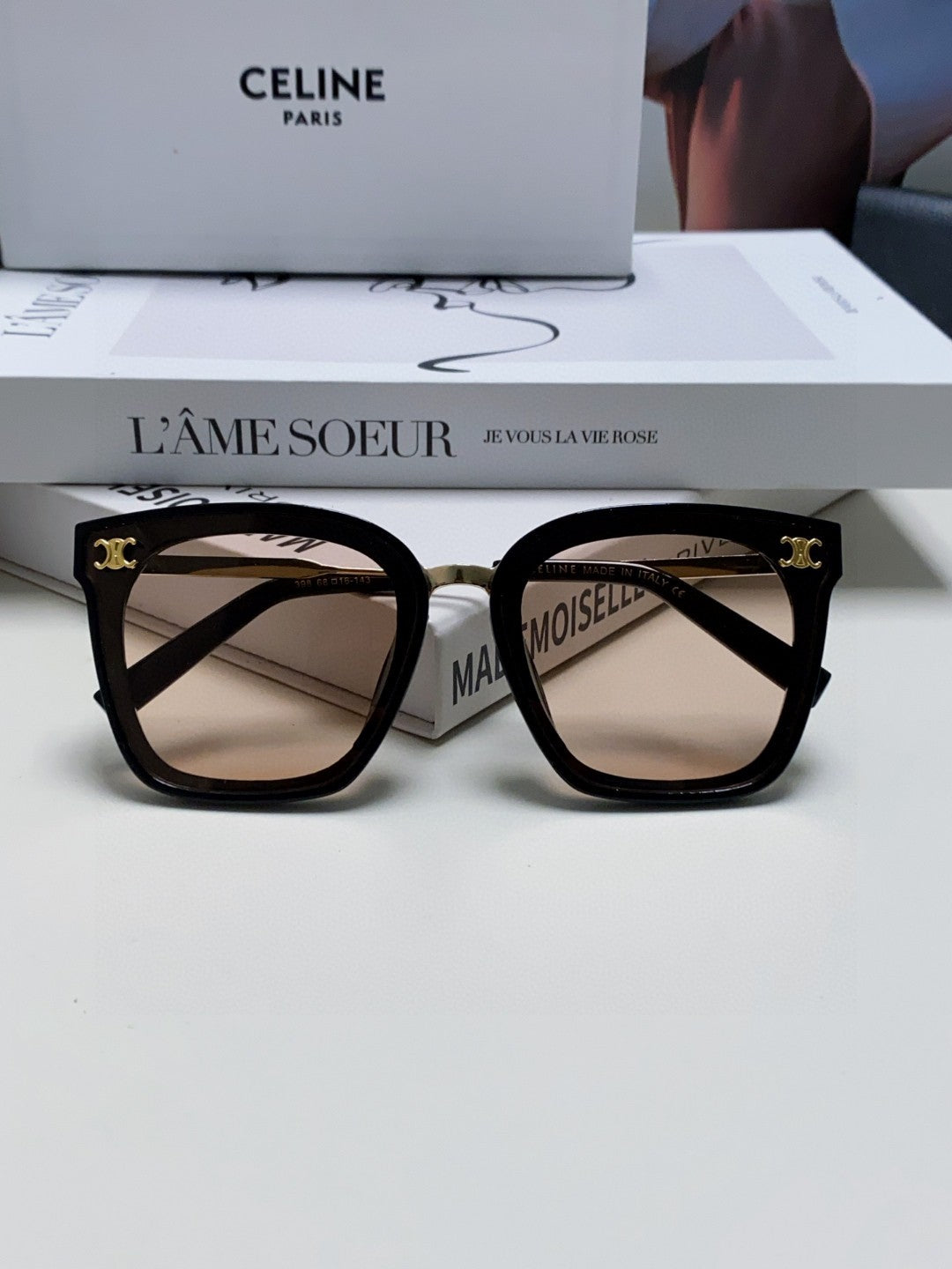 Celine TRIOMPHE SUNGLASSES 548589 IN BLACK ACETATE GRADIENT SMOKE LENSES