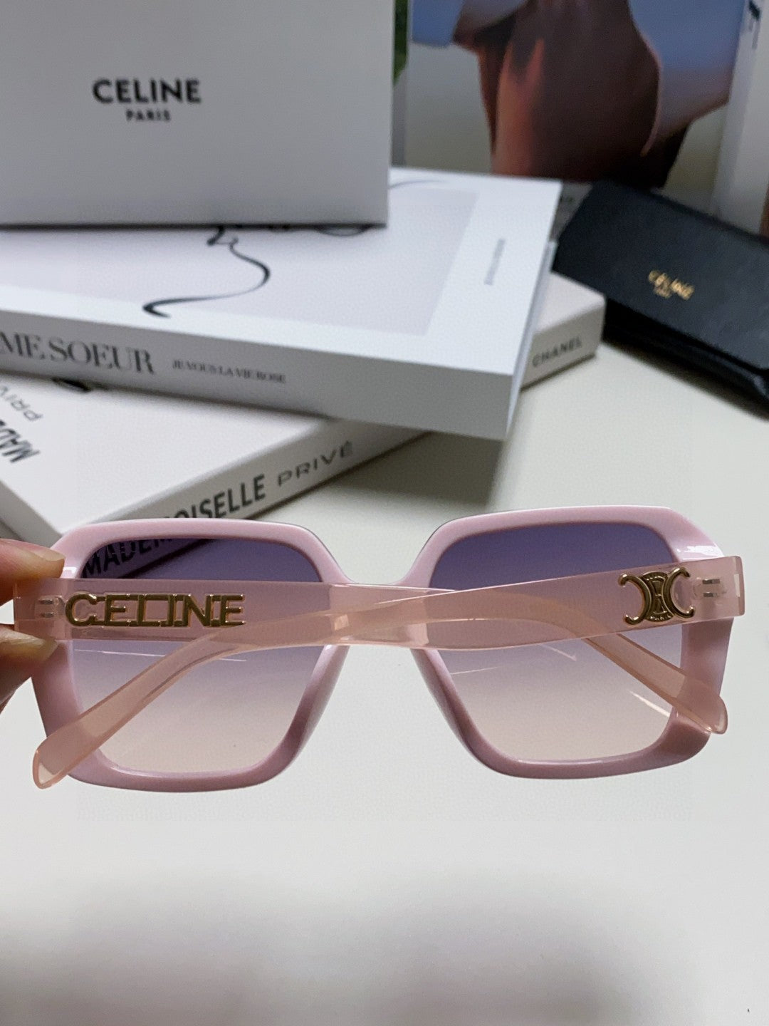 Celine TRIOMPHE SUNGLASSES 548592 IN PINK ACETATE