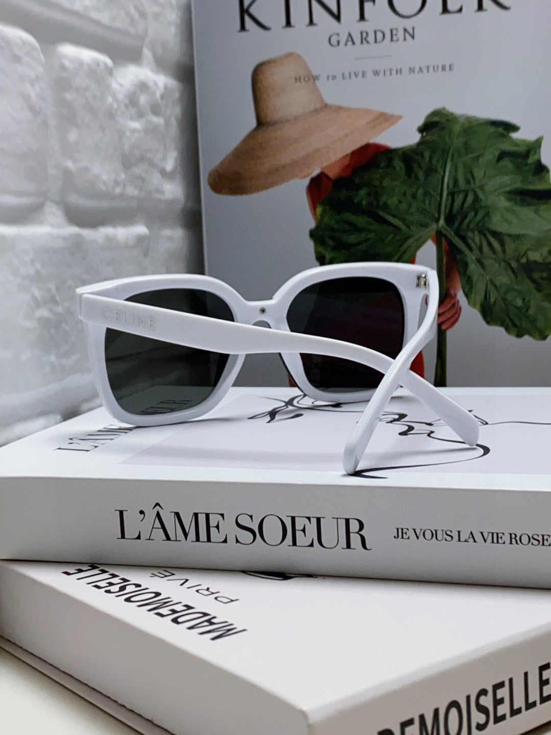 Celine TRIOMPHE SUNGLASSES 552775 IN WHITE ACETATE TEXT LOGO