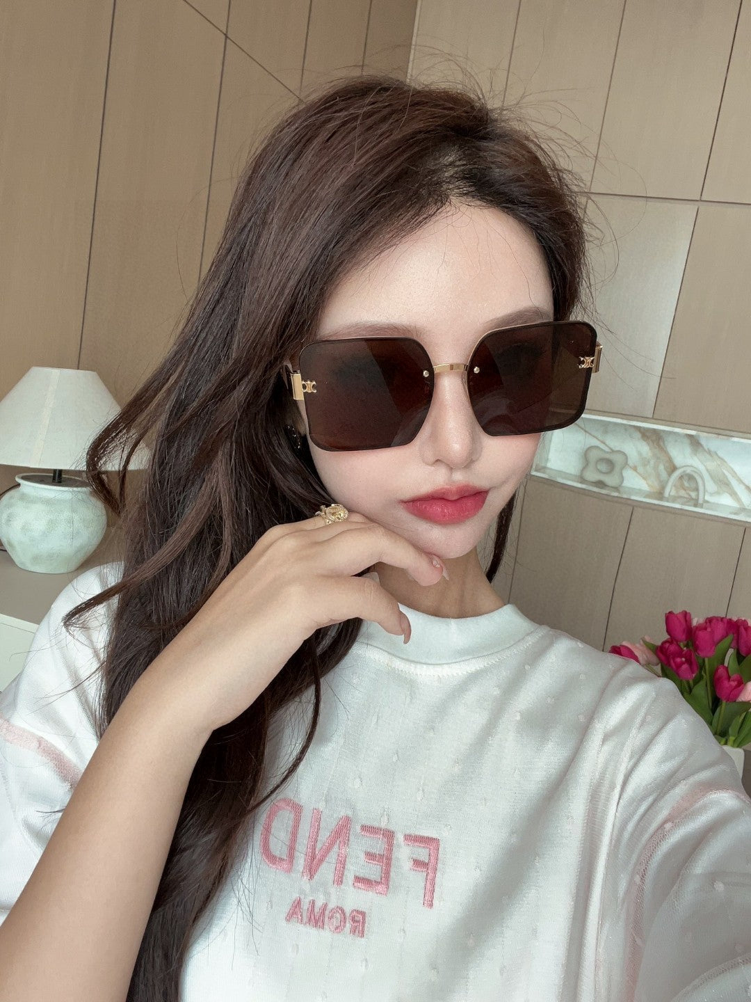 Celine TRIOMPHE SQUARE SUNGLASSES 552781 IN HAVANA ACETATE