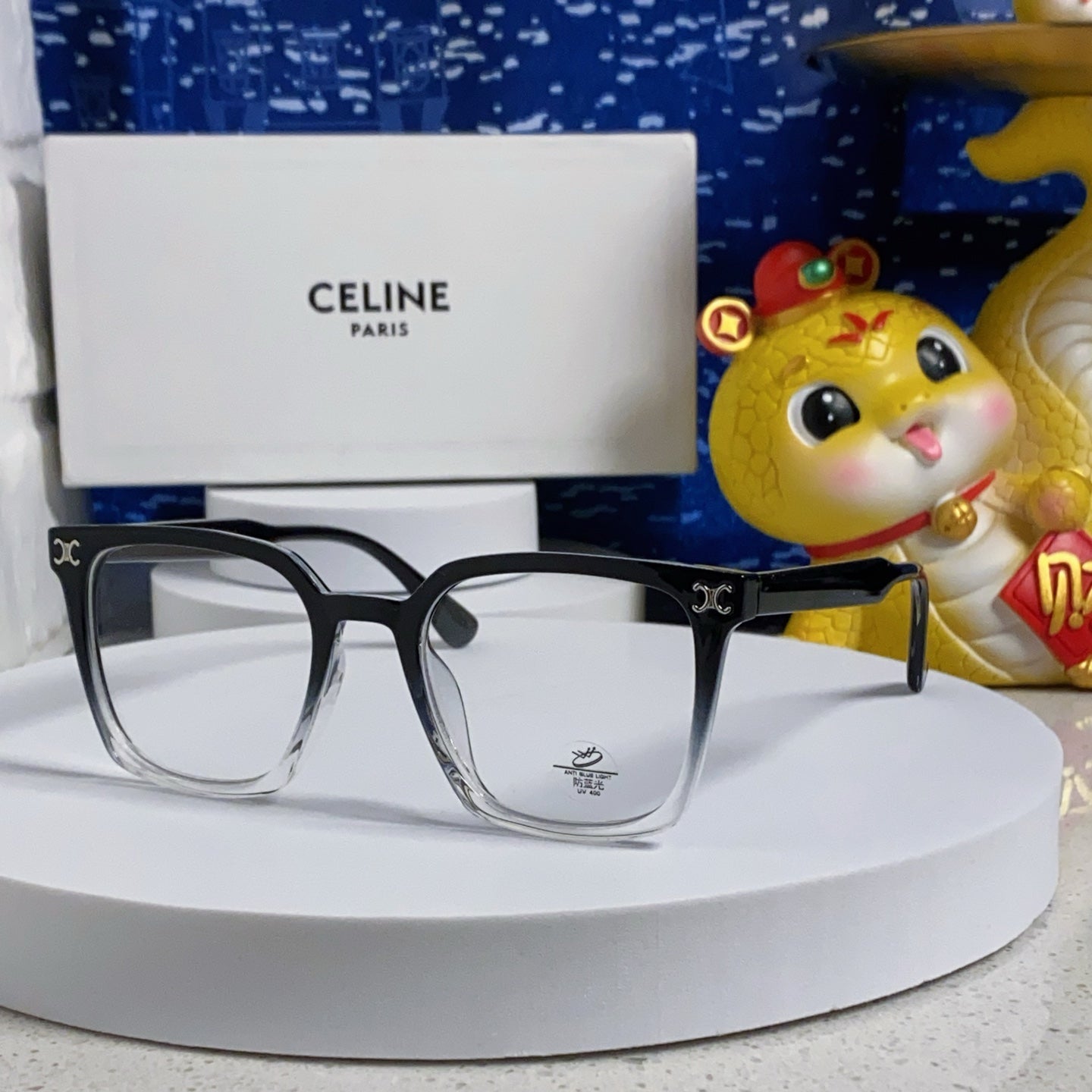 Celine TRIOMPHE SUNGLASSES 563255 IN BLACK TO CLEAR ACETATE