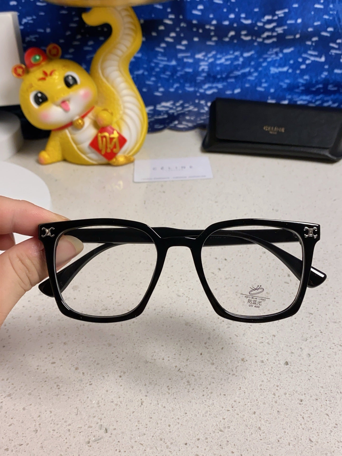Celine TRIOMPHE SUNGLASSES 563256 IN BLACK ACETATE